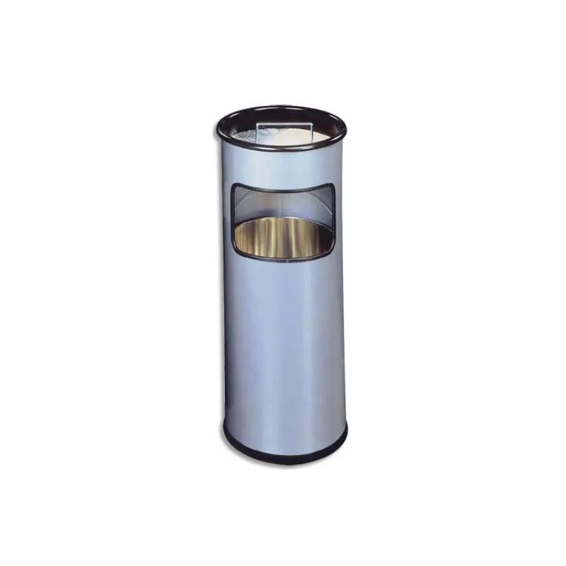 DURABLE Corbeille à papier ronde en métal + cendrier sable - 17+2 litres - ø26 x H62 cm - Argent DURABLE Corbeille à papier ronde en métal + cendrier sable - 17+2 litres - ø26 x H62 cm - Argent