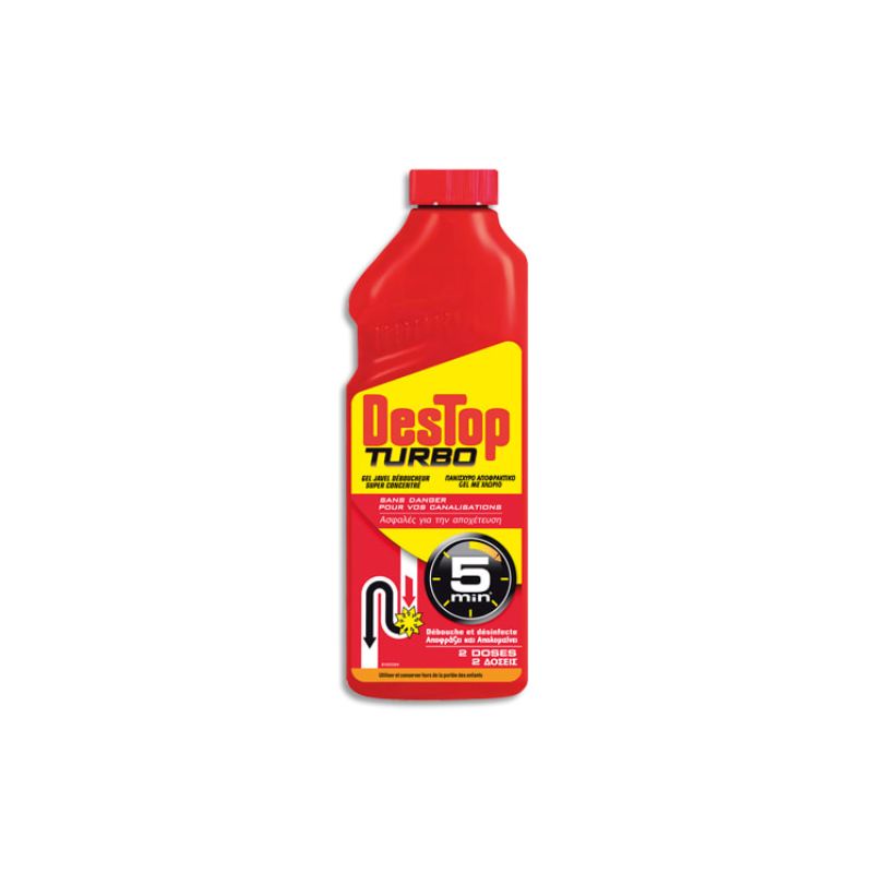 DESTOP Turbo Gel javel d'1 litre débouche et désinfecte, formule concentrée DESTOP Turbo Gel javel d'1 litre débouche et désinfecte, formule concentrée