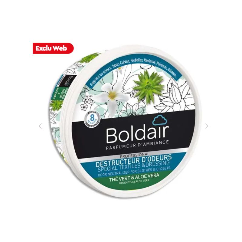 BOLDAIR Pot 300g Gel destructeur d'odeurs thé Vert et Aloe vera BOLDAIR Pot 300g Gel destructeur d'odeurs thé Vert et Aloe vera
