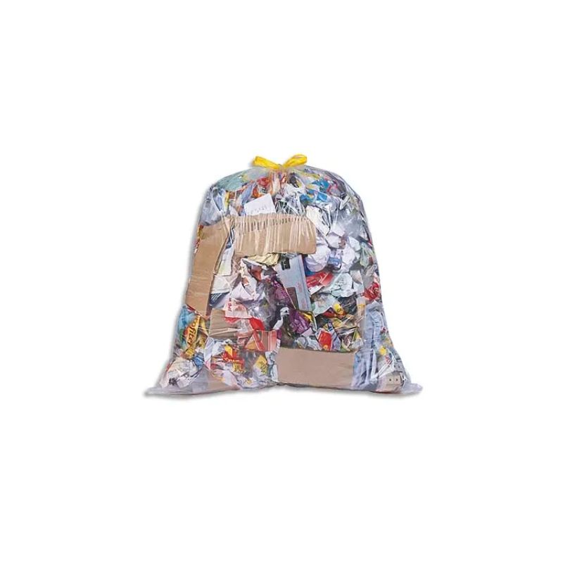 Boîte de 100 sacs poubelles à liens coulissants transparents 30 litres 21 microns