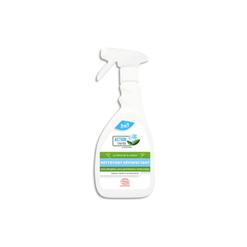 ACTION VERTE Spray de 500 ml nettoyant désinfectant multi-surfaces ACTION VERTE Spray de 500 ml nettoyant désinfectant multi-surfaces