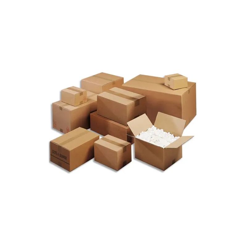 Paquet de 10 caisses américaines double cannelure en kraft écru - Dimensions : 50 x 40 x 40 cm