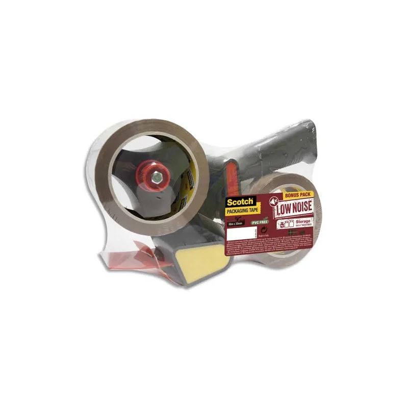 SCOTCH Pack Dévidoir d'emballage métal avec frein réglable et 2 rouleaux adhésif 50 microns Havane BP503 SCOTCH Pack Dévidoir d'emballage métal avec frein réglable et 2 rouleaux adhésif 50 microns Havane BP503