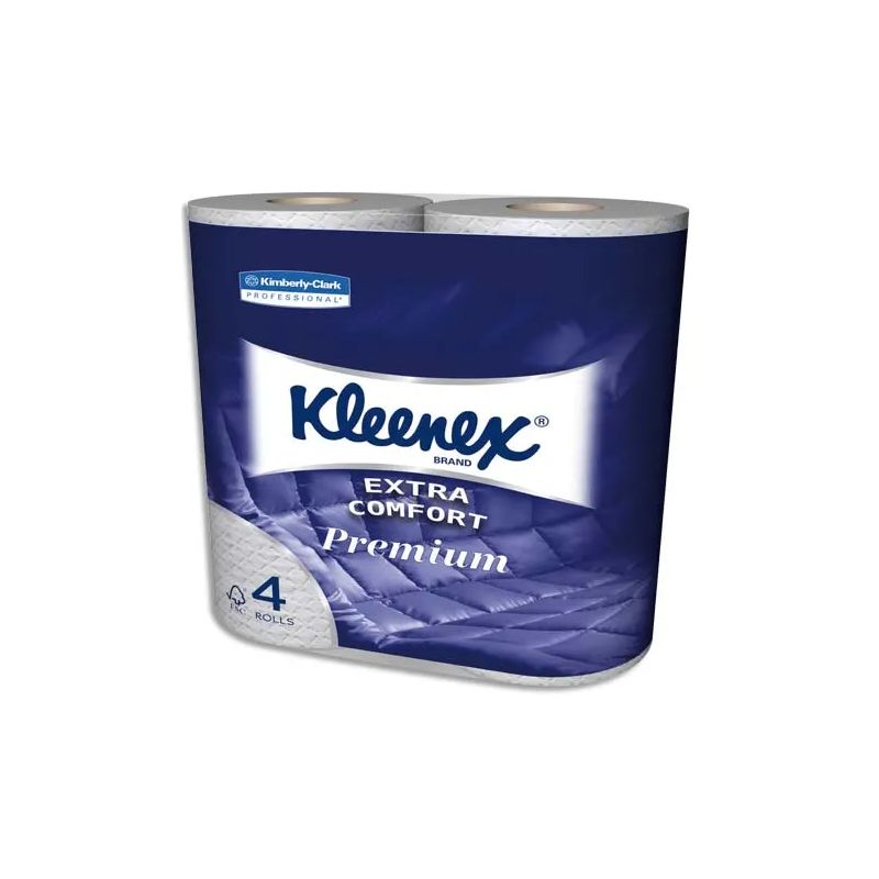 KLEENEX Paquet de 4 rouleaux de papier toilette 4 plis 160 formats coloris Blanc KLEENEX Paquet de 4 rouleaux de papier toilette 4 plis 160 formats coloris Blanc