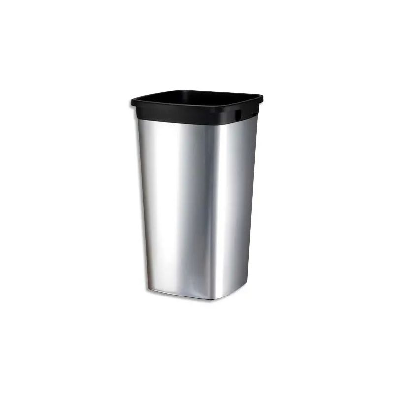 VILEDA Collecteur carré Iris Square 60L en métal - Diamètre 39 cm, hauteur 73 cm effet Inox