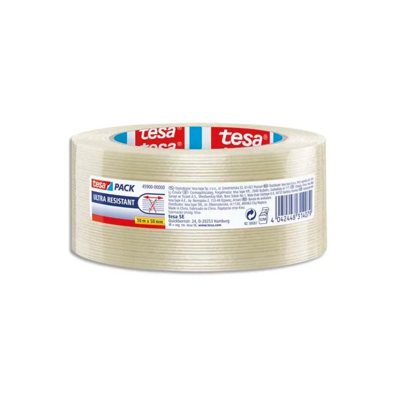 TESA Ruban armé renforcé en fibre de verre laminées 105 microns H50 mm x L50 mètres transparent TESA Ruban armé renforcé en fibre de verre laminées 105 microns H50 mm x L50 mètres transparent