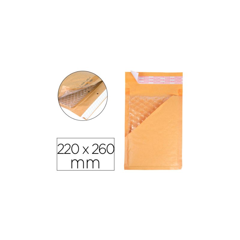 Pochette q-connect bulles air 220x260mm 82g kraft matelassé rabat droit auto-adhésive sans fenêtre boîte 100 unités Pochette q-connect bulles air 220x260mm 82g kraft matelassé rabat droit auto-adhésive sans fenêtre boîte 100 unités