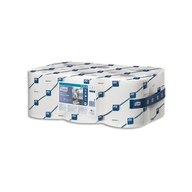 TORK Lot de 6 Bobines Maxi Reflex papier d'essuyage à dévidage central feuille à feuille 114m 1 pli Blan TORK Lot de 6 Bobines Maxi Reflex papier d'essuyage à dévidage central feuille à feuille 114m 1 pli Blan