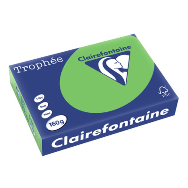 CLAIREFONTAINE Ramette de 250 feuilles papier couleur TROPHEE 160 grammes format A4 vert menthe 1025 CLAIREFONTAINE Ramette de 250 feuilles papier couleur TROPHEE 160 grammes format A4 vert menthe 1025