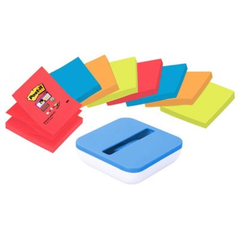 POST-IT Lot de 8 blocs Z-Notes Super Sticky coloris ass 76x76mm, 90 feuilles + Dévidoir BOX Bleu offert POST-IT Lot de 8 blocs Z-Notes Super Sticky coloris ass 76x76mm, 90 feuilles + Dévidoir BOX Bleu offert