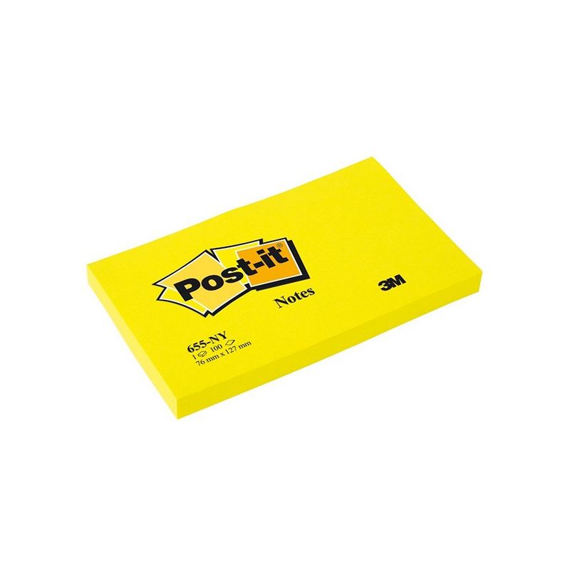 POST-IT Bloc néon repositionnable de 100 feuilles 76 x 127 mm Jaune POST-IT Bloc néon repositionnable de 100 feuilles 76 x 127 mm Jaune