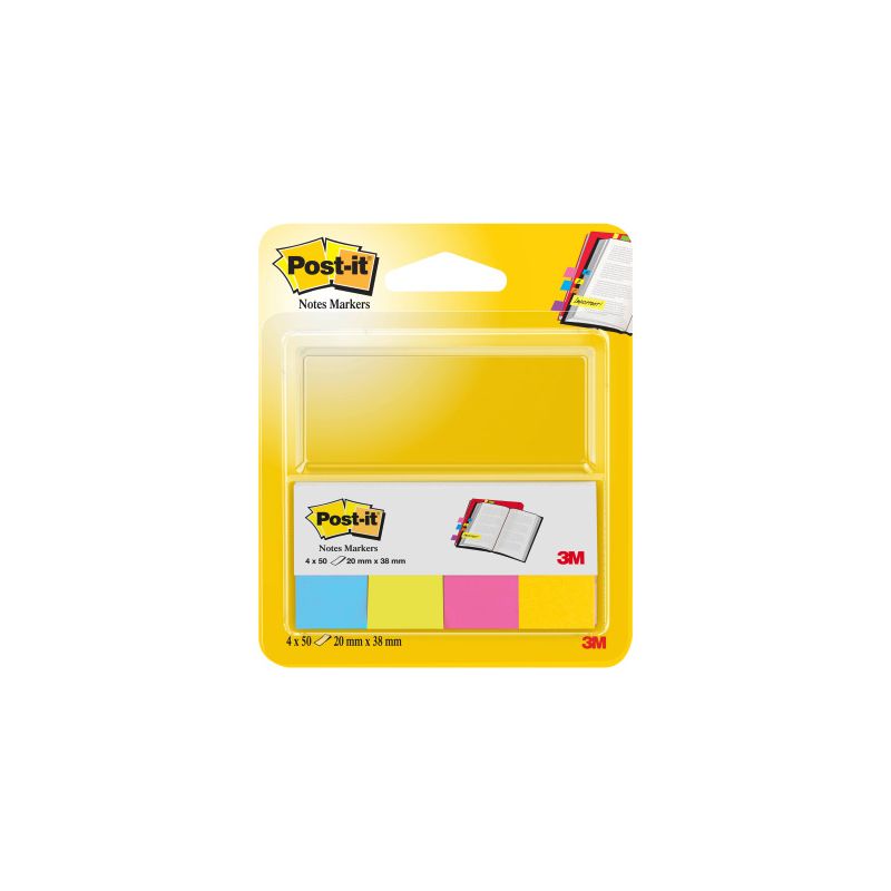 POST-IT 4 bloc de 50 marque-pages format 20x38mm coloris assortis