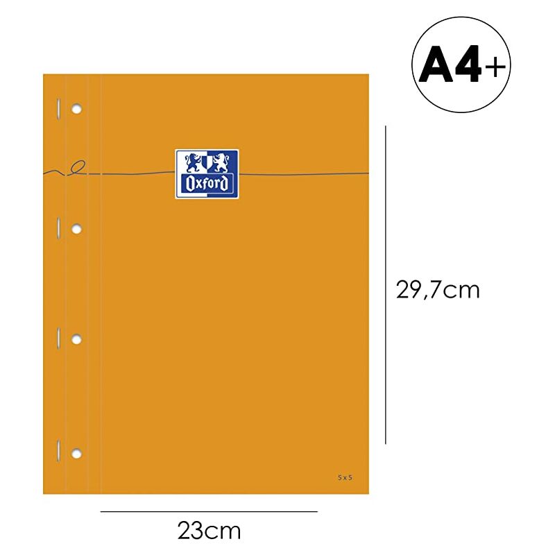 OXFORD Bloc agrafé cotés perforé, réglure pleine page 230x297 papier Blanc 5x5 OXFORD Bloc agrafé cotés perforé, réglure pleine page 230x297 papier Blanc 5x5
