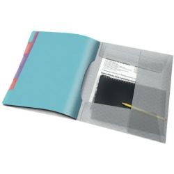 ESSELTE Trieur Colour Ice 6 compart,en polypropylène 5/10ème.Coloris poudré à motif brillant translucide