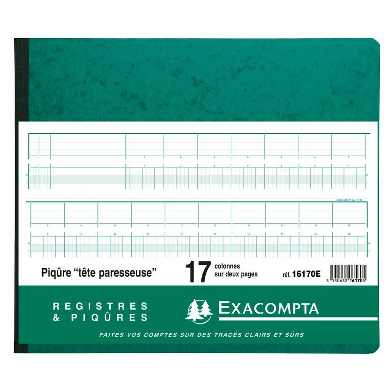 EXACOMPTA Piqûre 27x32cm à tête paresseuse 17 colonnes sur 2 pages 31 lignes 80 pages EXACOMPTA Piqûre 27x32cm à tête paresseuse 17 colonnes sur 2 pages 31 lignes 80 pages