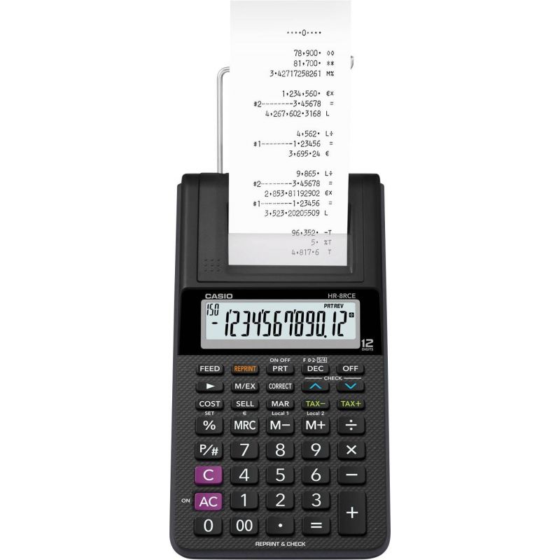 CASIO Calculatrice imprimante portable 12 chiffres HR-8 RCE CASIO Calculatrice imprimante portable 12 chiffres HR-8 RCE