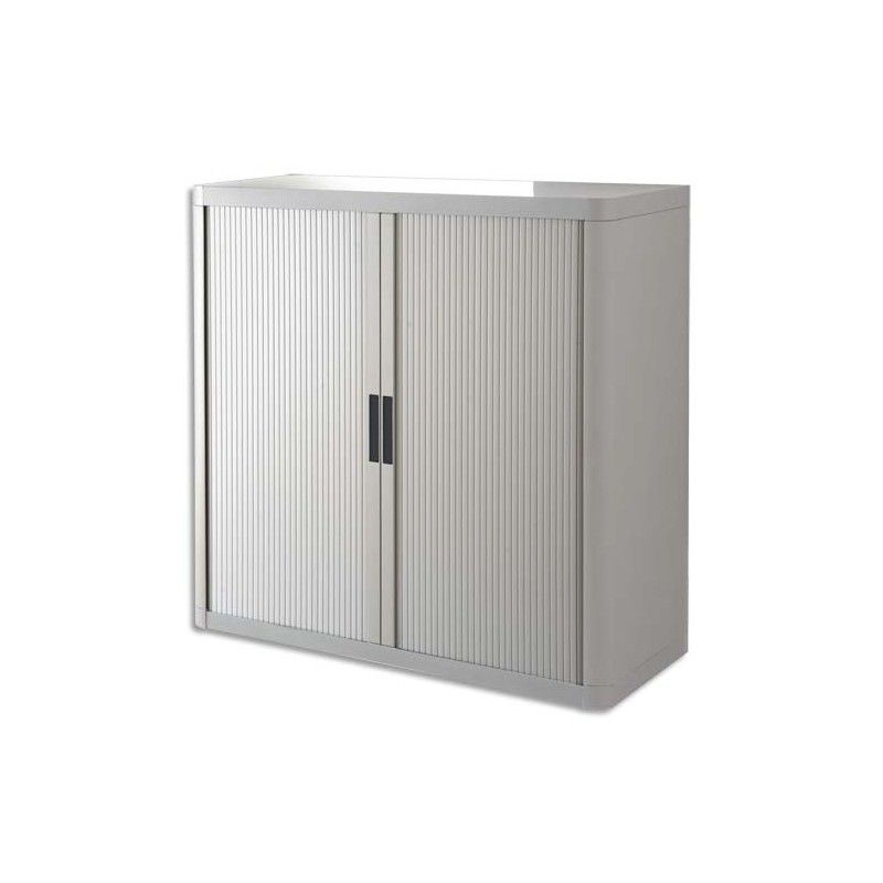 PAPERFLOW EasyOffice armoire démontable corps teinté et rideau Gris - Dim L110x H104x P41,5 cm