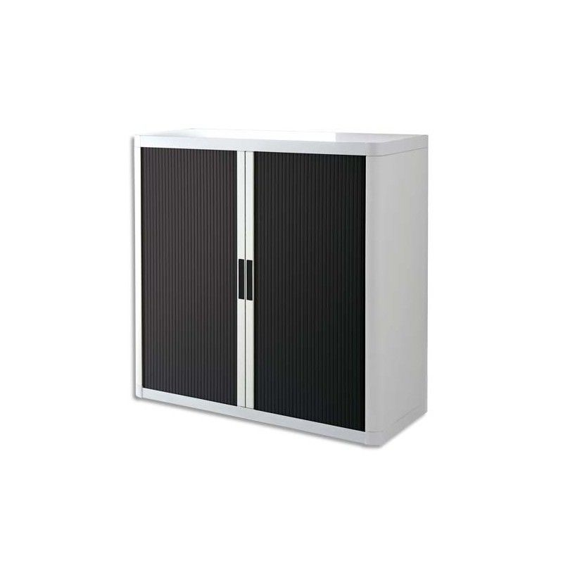 PAPERFLOW EasyOffice armoire démontable corps teinté Blanc rideau Noir - Dim L110x H104x P41,5 cm