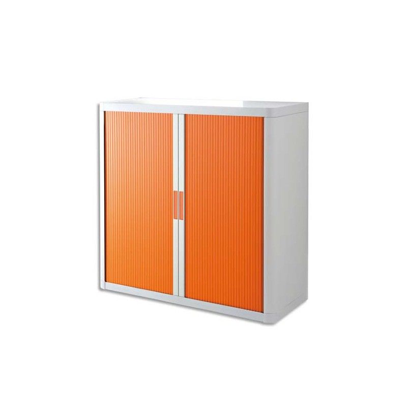 PAPERFLOW EasyOffice armoire démontable corps teinté Blanc rideau Orange L110x H104x P41,5 cm PAPERFLOW EasyOffice armoire démontable corps teinté Blanc rideau Orange L110x H104x P41,5 cm