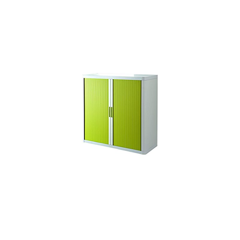 PAPERFLOW EasyOffice armoire démontable corps teinté Blanc rideau Vert L110x H104x P41,5 cm