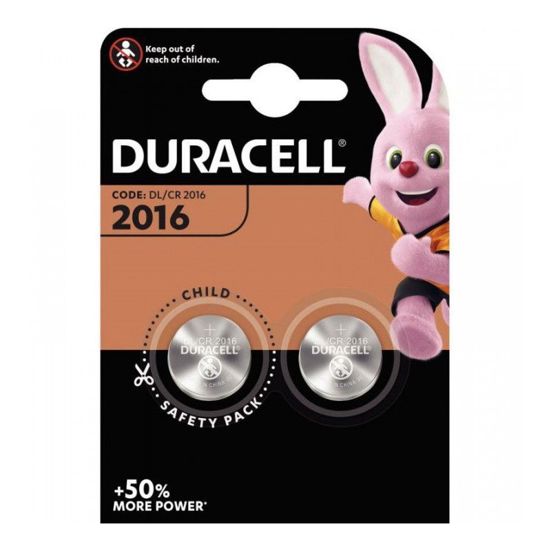 DURACELL Piles boutons lithium spéciales 2016 3V, lot de 2 (DL2016/CR2016) DURACELL Piles boutons lithium spéciales 2016 3V, lot de 2 (DL2016/CR2016)