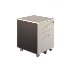 SIMMOB Caisson mobile 2 tiroirs Gris perle / Anthracite, dont 1 pour DS - Dimensions : L41 x H56 x P50 cm