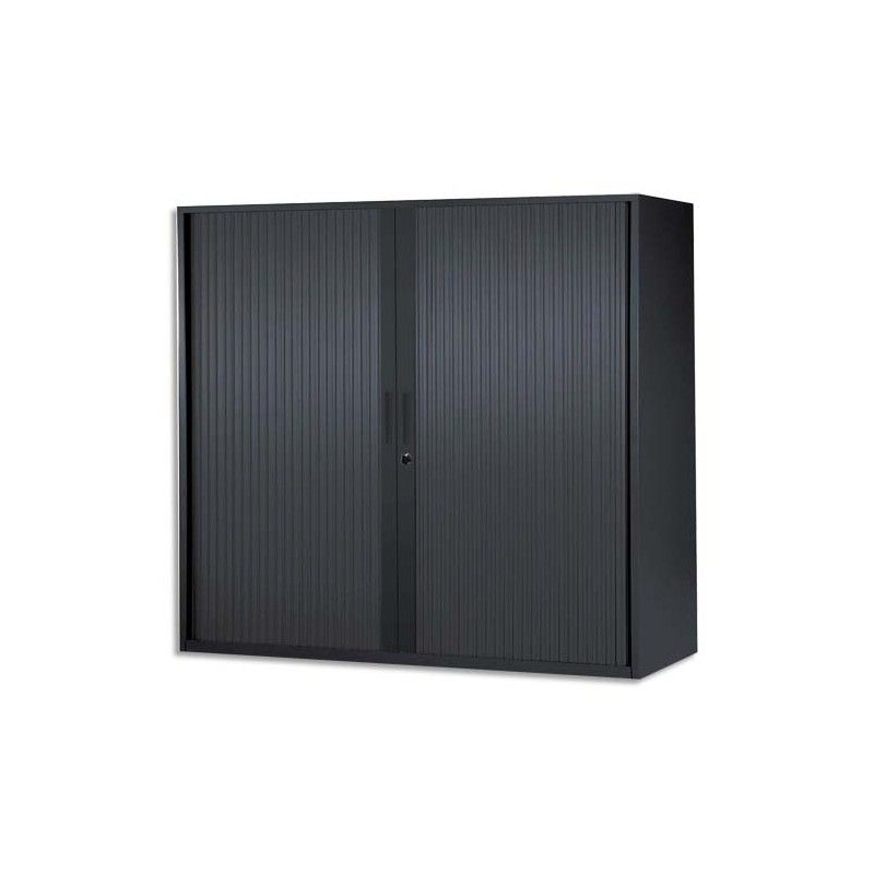 MTI Armoire à rideau basse Noir - H105CM x L120 x P43 cm MTI Armoire à rideau basse Noir - H105CM x L120 x P43 cm