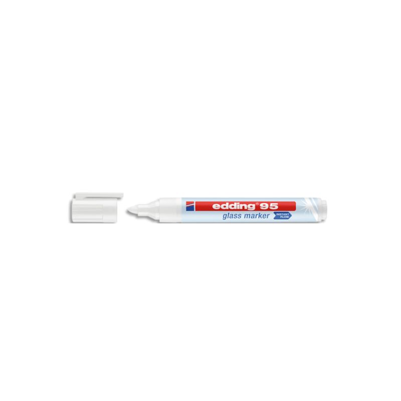 EDDING Marqueur E-95 effacable à sec pour tableau en verre. Coloris blanc EDDING Marqueur E-95 effacable à sec pour tableau en verre. Coloris blanc