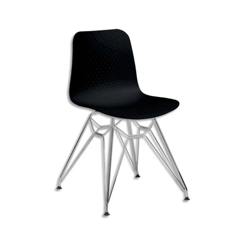 PAPERFLOW Lot de 2 chaises UXSTEEL en polypropylène, pied chromé, assise noire, H79xL49,5xP50,5 cm PAPERFLOW Lot de 2 chaises UXSTEEL en polypropylène, pied chromé, assise noire, H79xL49,5xP50,5 cm