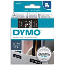 DYMO Ruban nylon D1 12mmx7m Blanc sur Noir 16957