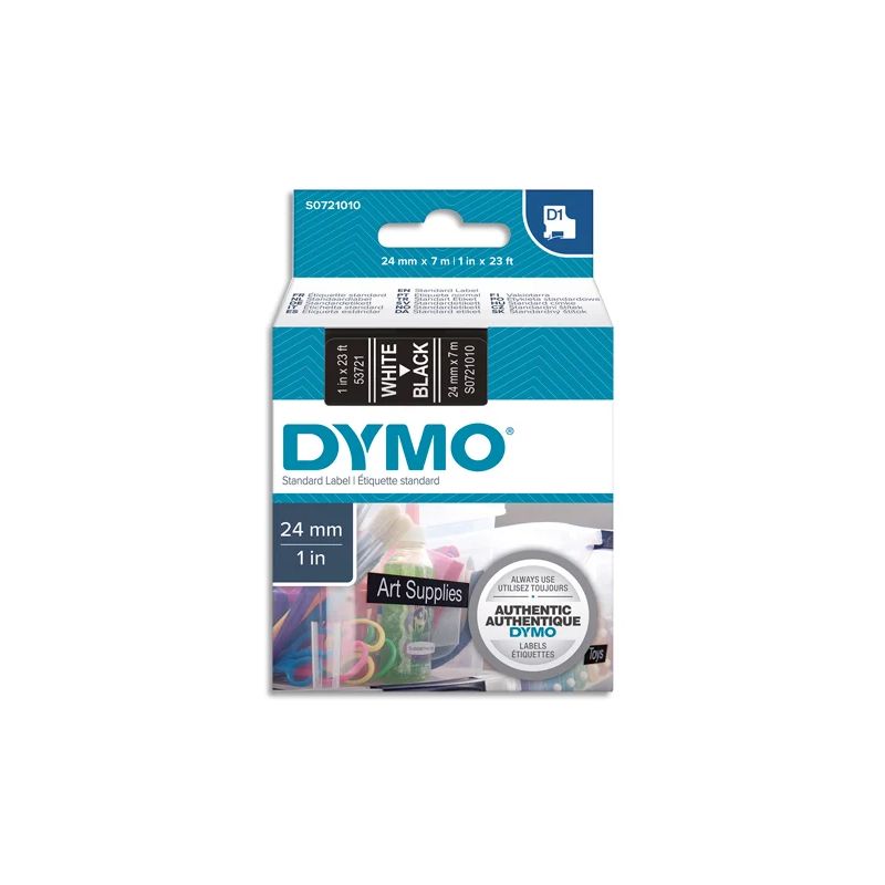 DYMO Ruban D1 poly 24mmx7m Blanc/Noir BB1 S0721010 DYMO Ruban D1 poly 24mmx7m Blanc/Noir BB1 S0721010