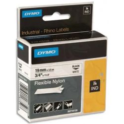 DYMO Ruban RHINO 19mmx3,5m Noir/Blanc nylon flexible pour surfaces texturées 18489