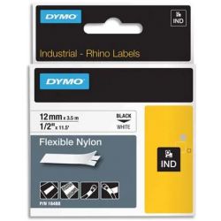 DYMO Ruban Rhino 12 mm flexible nylon Noir sur Blanc 18488
