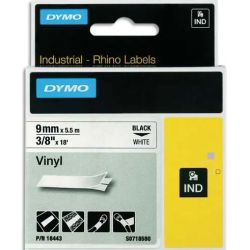 DYMO Ruban Rhino 9 mm vinyl Noir sur Blanc 18443