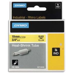 DYMO Gaine thermo-rétractable Rhino 19 mm HST Noir sur Jaune 18058