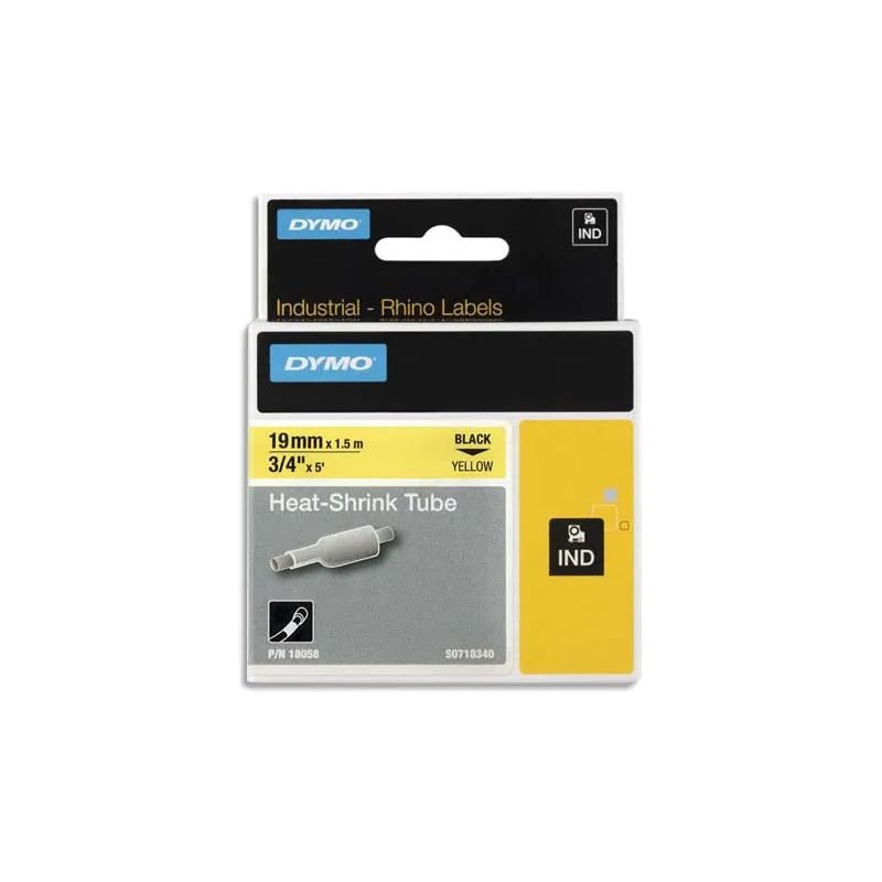 DYMO Gaine thermo-rétractable Rhino 19 mm HST Noir sur Jaune 18058 DYMO Gaine thermo-rétractable Rhino 19 mm HST Noir sur Jaune 18058