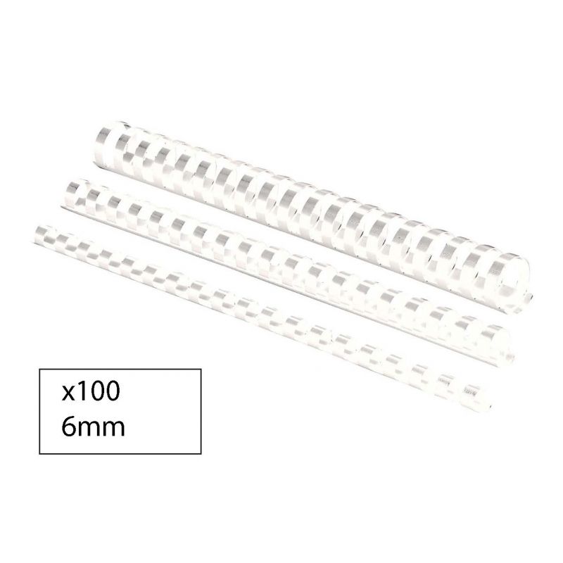 FELLOWES Boîte de 100 peignes anneaux plastique 6 mm Blanc FELLOWES Boîte de 100 peignes anneaux plastique 6 mm Blanc