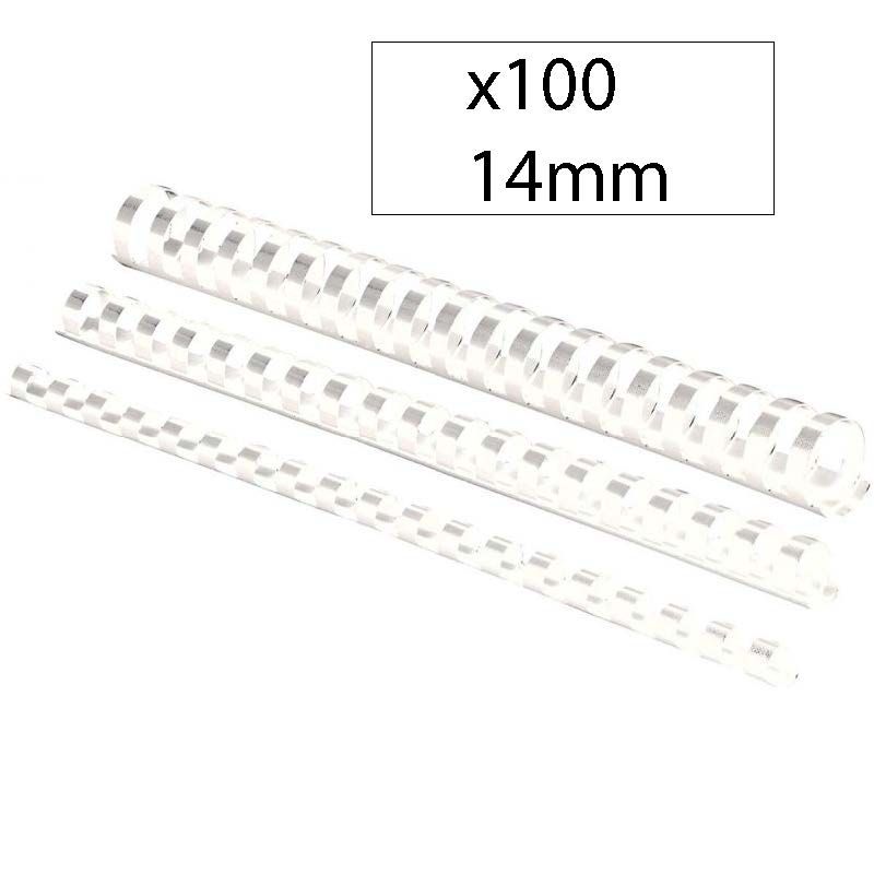 FELLOWES Boîte de 100 peignes anneaux plastique 14 mm Blanc FELLOWES Boîte de 100 peignes anneaux plastique 14 mm Blanc