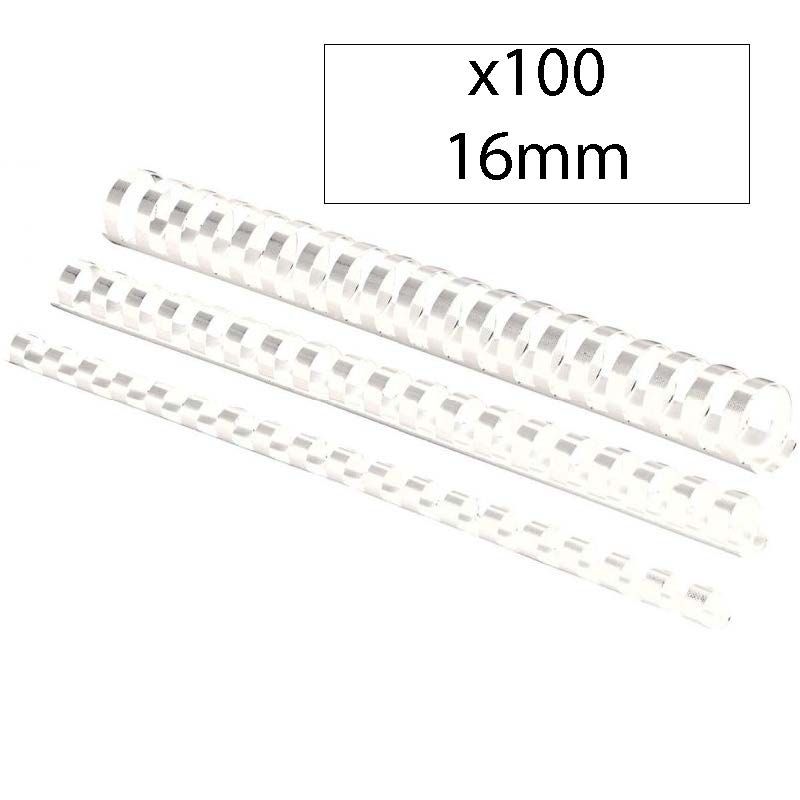 FELLOWES Boîte de 100 peignes anneaux plastique 16 mm Blanc FELLOWES Boîte de 100 peignes anneaux plastique 16 mm Blanc
