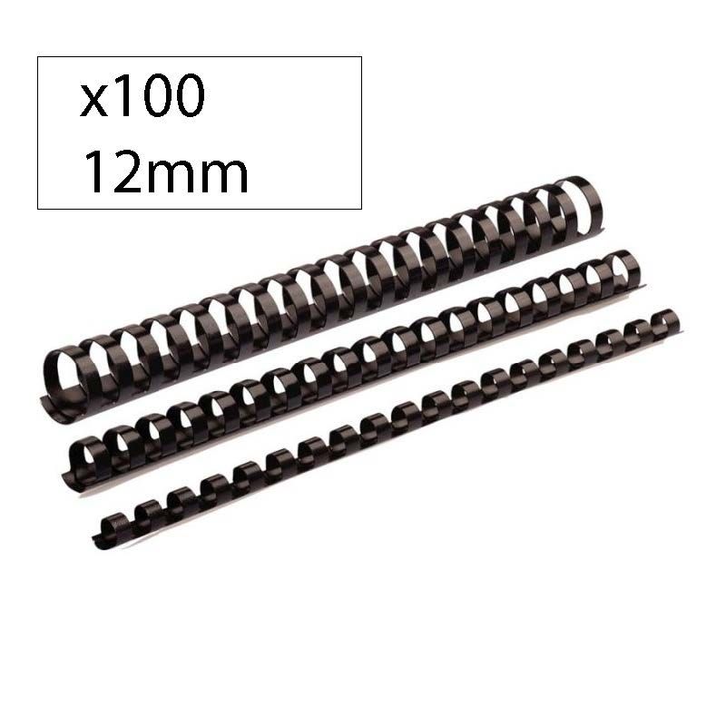 FELLOWES Boîte de 100 peignes anneaux plastique 12 mm Noir FELLOWES Boîte de 100 peignes anneaux plastique 12 mm Noir