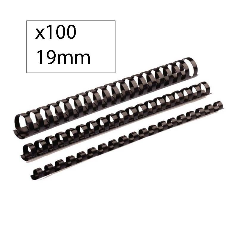 FELLOWES Boîte de 100 peignes anneaux plastique 19 mm Noir FELLOWES Boîte de 100 peignes anneaux plastique 19 mm Noir