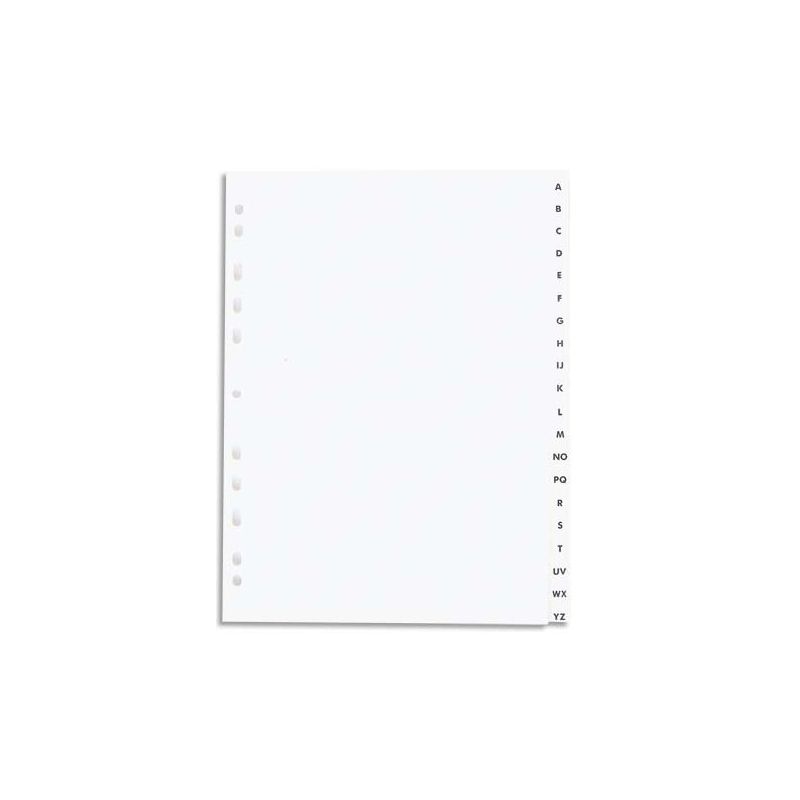 PERGAMY Jeu 20 intercalaires alphabétiques A-Z polypropylène format A4. Coloris blanc PERGAMY Jeu 20 intercalaires alphabétiques A-Z polypropylène format A4. Coloris blanc