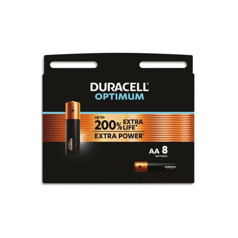 DURACELL Piles alcalines AA Optimum, 1,5 V LR06 MX1500, lot de 8 piles DURACELL Piles alcalines AA Optimum, 1,5 V LR06 MX1500, lot de 8 piles