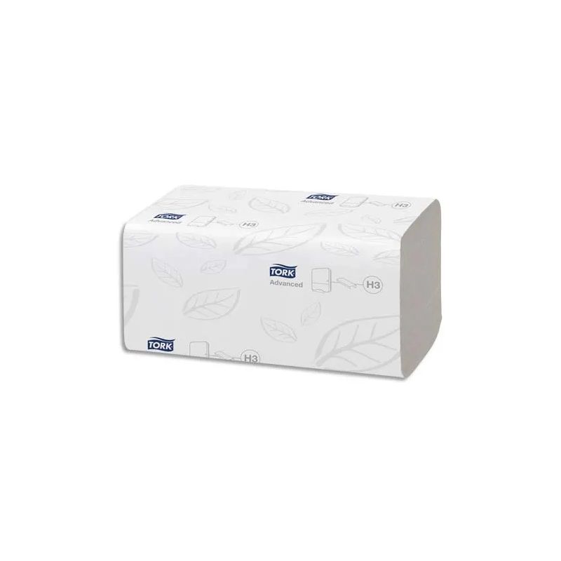 TORK Colis de 20 Paquets de 128 Essuie-mains Advanced gaufrées 2 plis pliées en C Format 24,8x31 cm Blanc