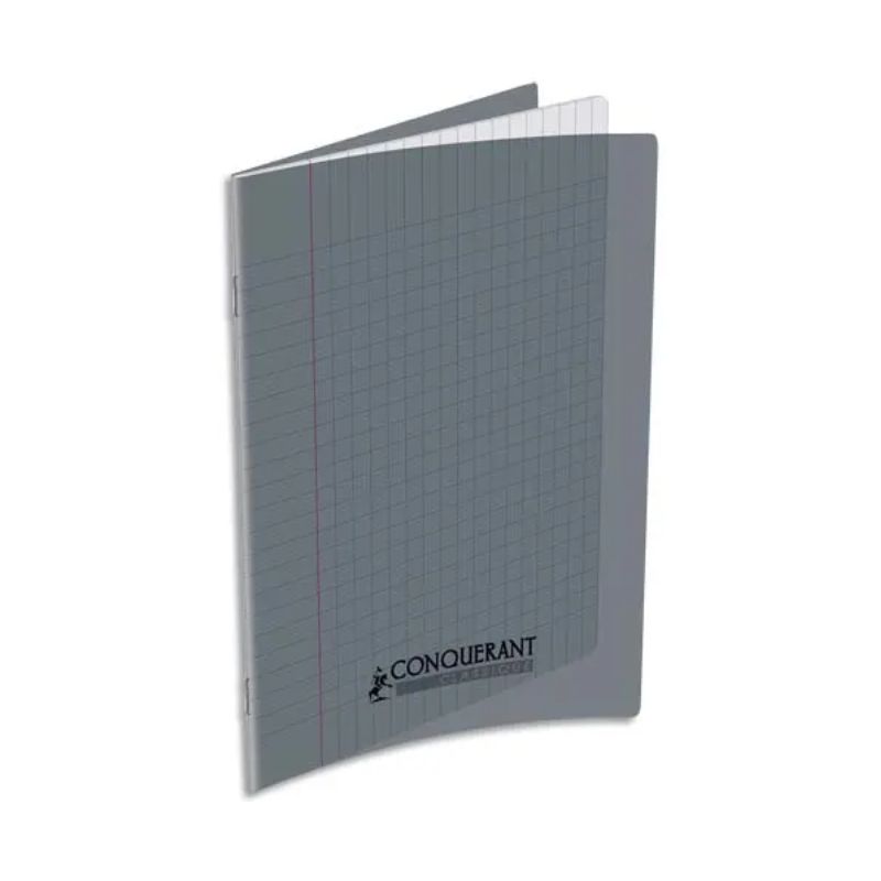 CONQUERANT C9 Cahier piqûre 17x22cm 48 pages 90g grands carreaux Séyès. Couverture polypropylène Gris CONQUERANT C9 Cahier piqûre 17x22cm 48 pages 90g grands carreaux Séyès. Couverture polypropylène Gris