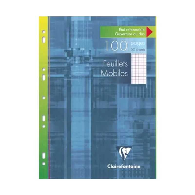CLAIREFONTAINE Etui 100 pages Feuillets mobiles perforées blanches A4 5x5 margé CLAIREFONTAINE Etui 100 pages Feuillets mobiles perforées blanches A4 5x5 margé