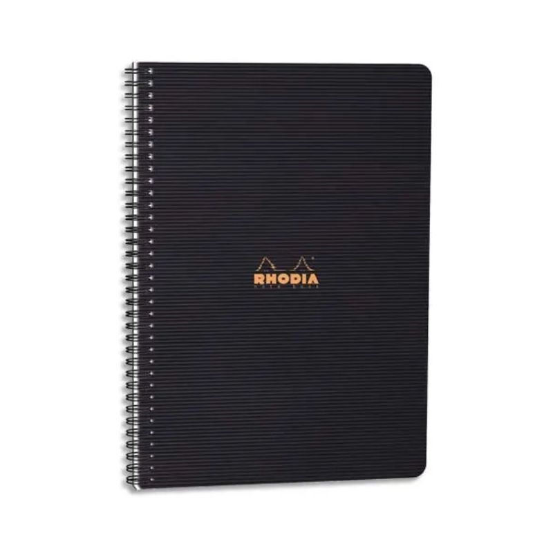 RHODIA Cahier spirale couverture Noire PP