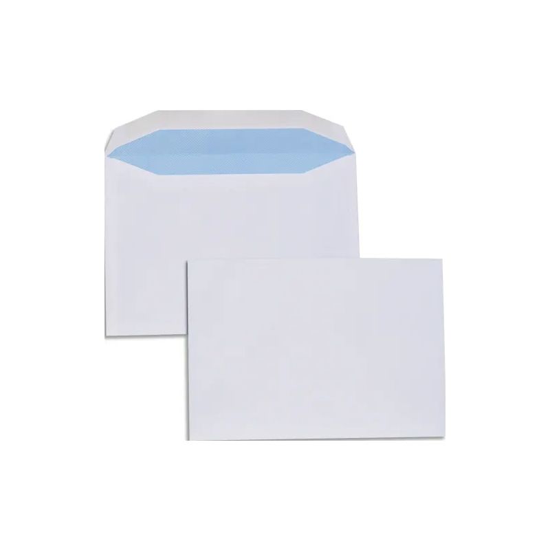 Boîte de 500 enveloppes Blanches gommées 80g pour mise sous pli automatique format C5 162x229 Boîte de 500 enveloppes Blanches gommées 80g pour mise sous pli automatique format C5 162x229