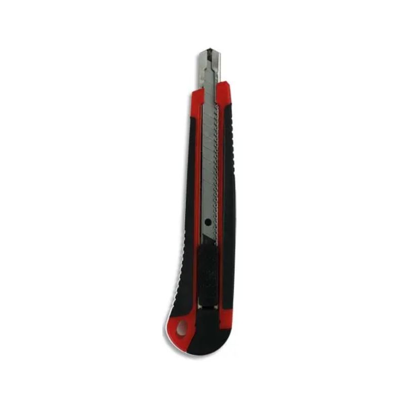 PERGAMY Cutter ergonomique autobloquant bimatière lame 9mm. PERGAMY Cutter ergonomique autobloquant bimatière lame 9mm.