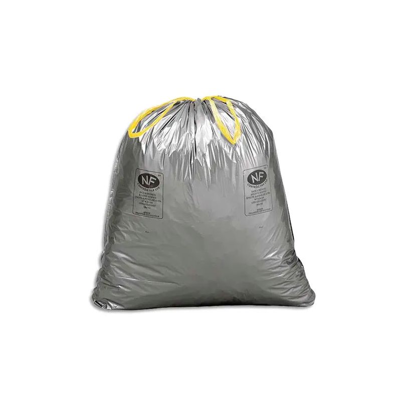 SACS POUBELLES Boîte de 100 Sacs-poubelles à liens coulissants standards 30 litres 25 microns SACS POUBELLES Boîte de 100 Sacs-poubelles à liens coulissants standards 30 litres 25 microns